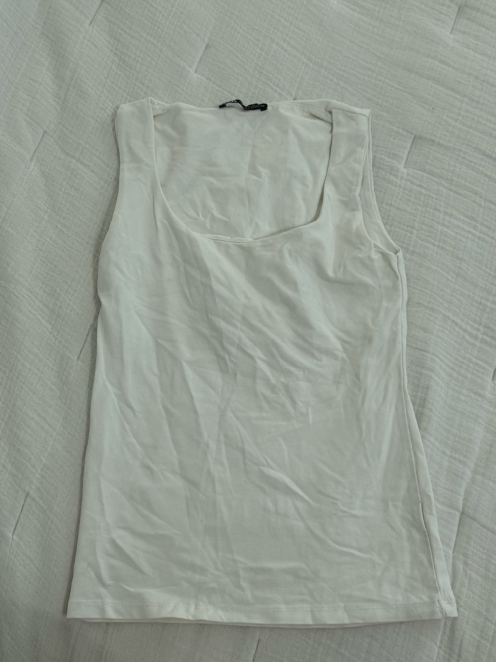 Zara White Scoop Neck Tank Top
